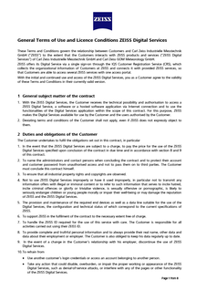 Zobraziť ukážku obrázka General Terms of Use and Licence Conditions ZEISS Digital Services