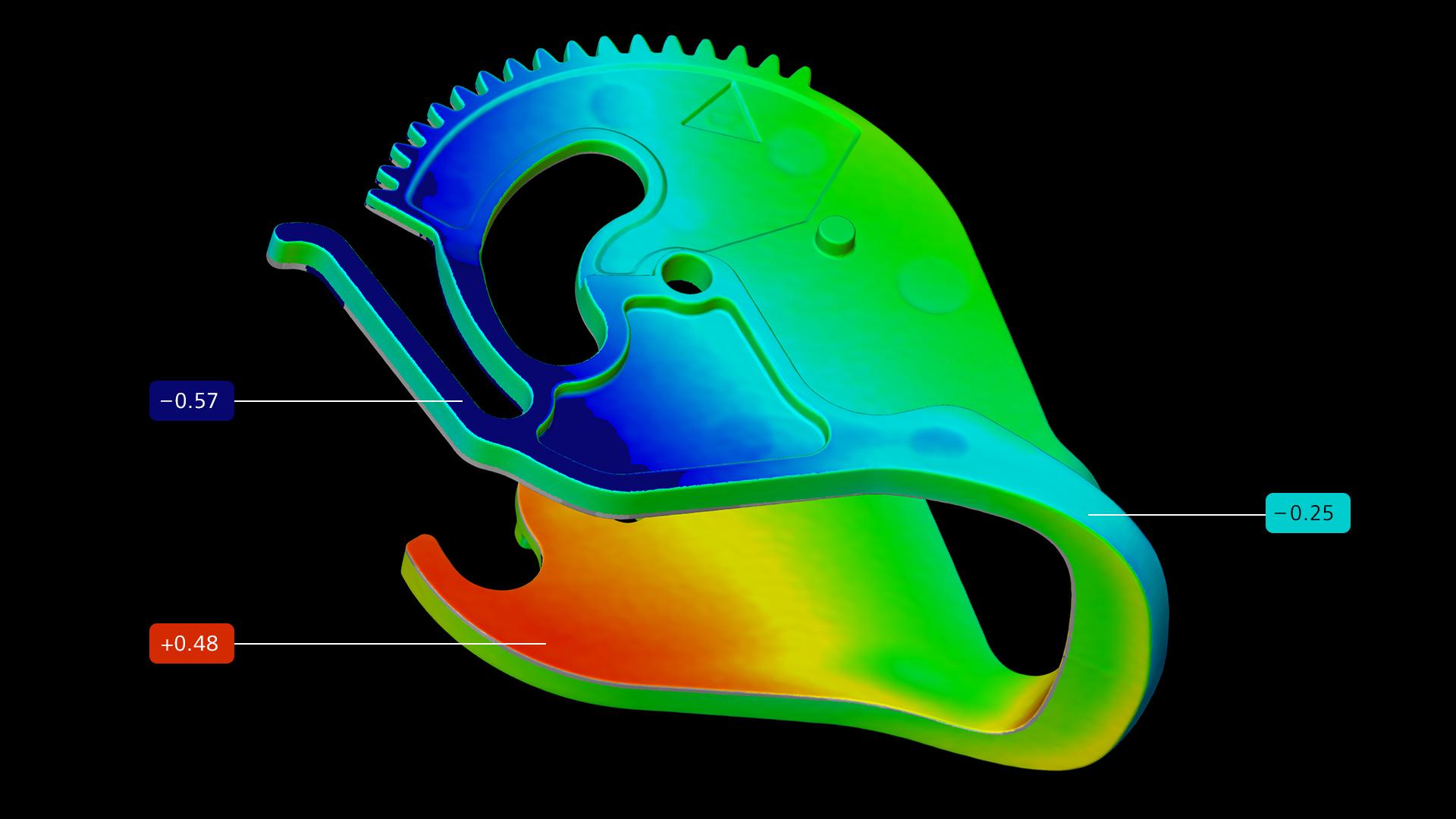 Porovnanie nominálnych a nameraných hodnôt v ZEISS INSPECT X-Ray