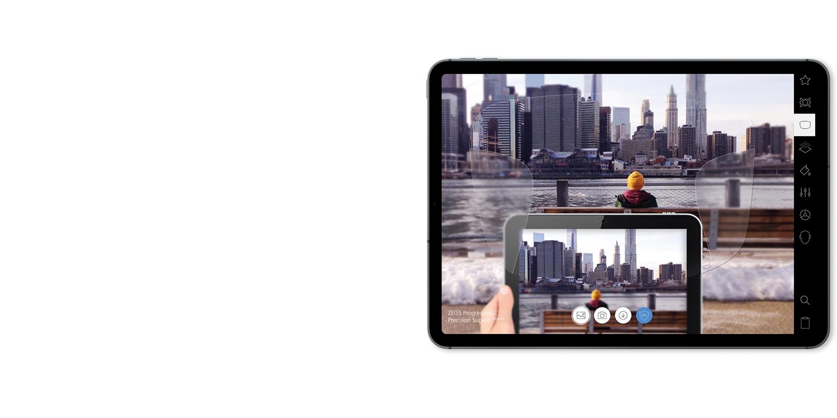 Predvedenie šošoviek ZEISS na iPade v AR.