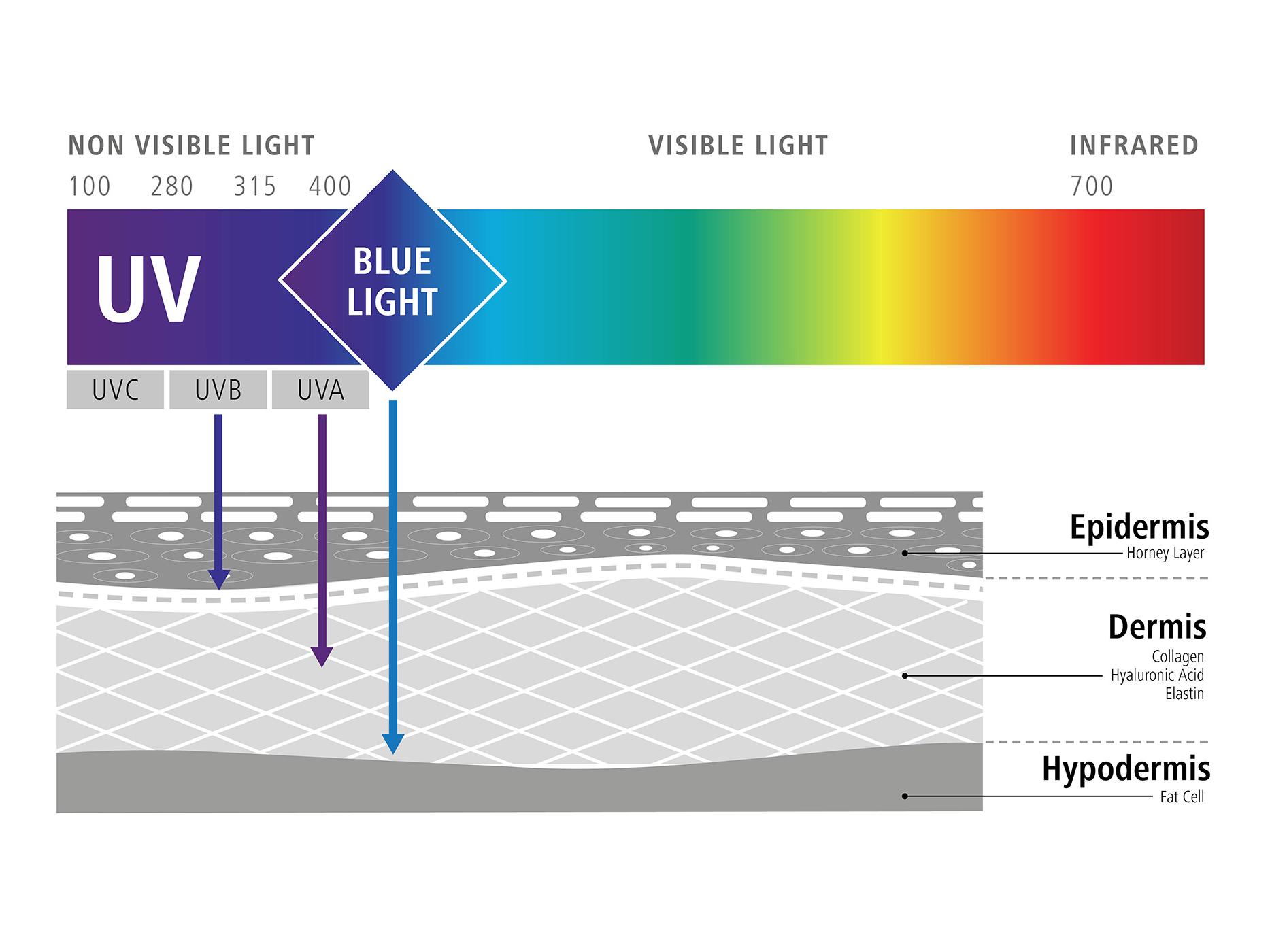 Grafické znázornenie vplyvu modrého svetla na naše bunky (negatívne účinky modrého svetla) 