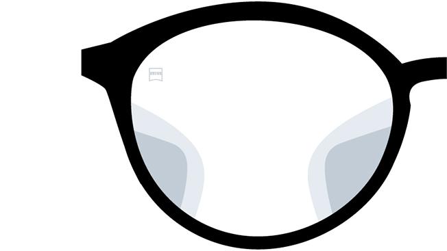 Vizualizácia šošoviek ZEISS Digital Light 2 3Dve. Obrázok zobrazuje pohľad cez šošovky s rozmazanými zónami. 