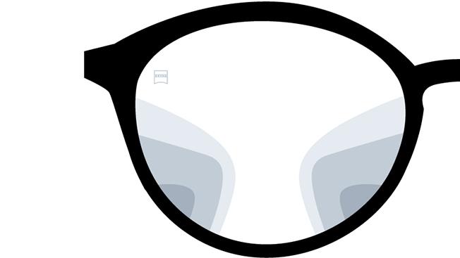 Vizualizácia progresívnych šošoviek ZEISS Precision Plus. Obrázok zobrazuje pohľad cez šošovky.