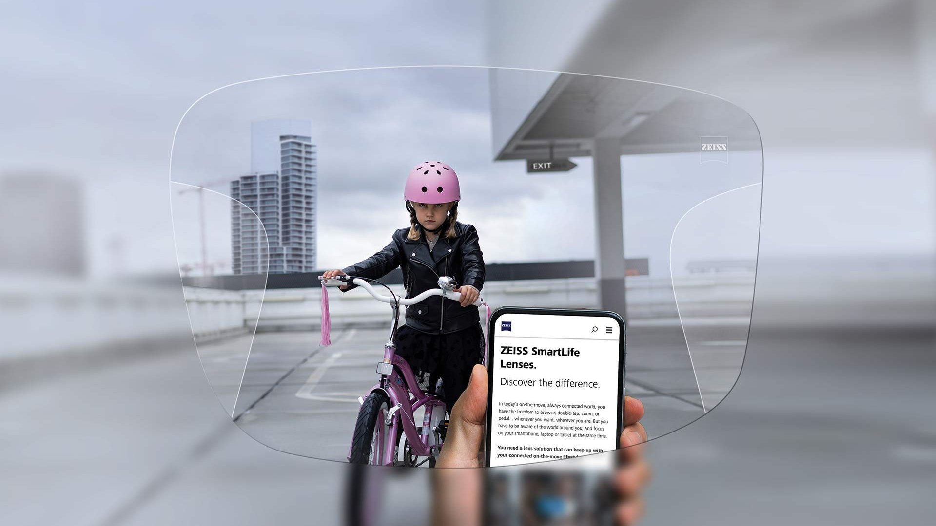 Vizualizácia progresívnych šošoviek ZEISS SmartLife Individual Obrázok zobrazuje pohľad cez šošovky.